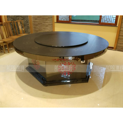 Z53 黑色钢化玻璃不锈钢电磁炉火锅桌S